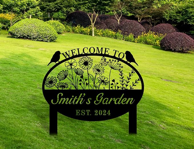 Personalized Garden Stake Metal Sign, Bird Garden Signs, Custom Butterfly Gardens Decor, Personalized Gardens Stakes For Outdoors, Lawn Decor, Flower Sign Plaque, Yard Sign.