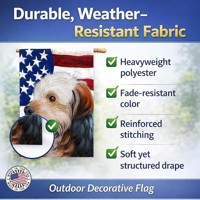Caroline's Treasures CK6450CHF Bosnian Coarse-haired Hound American Flag House Flag Large Porch Sleeve Pole Decorative Outside Yard Banner Artwork Wall Hanging, Polyester, House Size, Multicolor