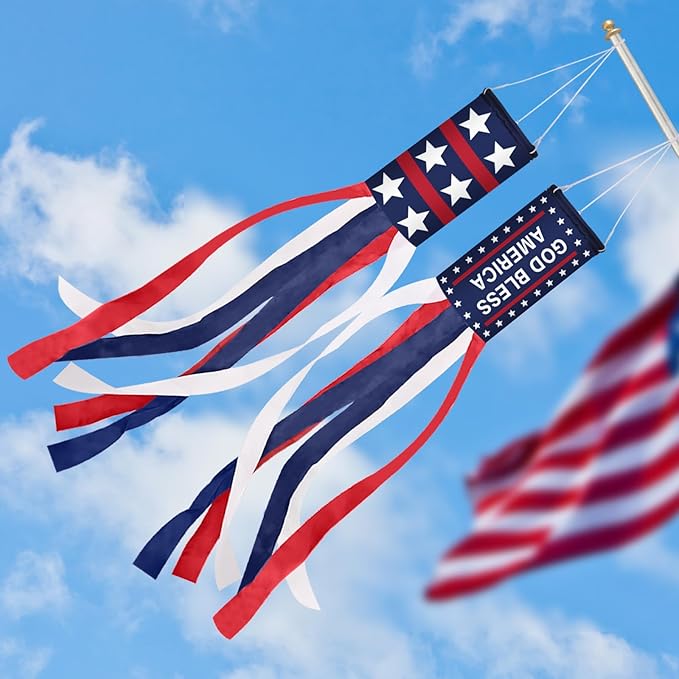 62 Inch Windsock Flag,4th of July Decorations Patriotic Windsock for Patriotic Events Memorial Day Flag Independence Veterans Labor Armed Forces Decor Hanging Decor for Yard Indoor Outdoor