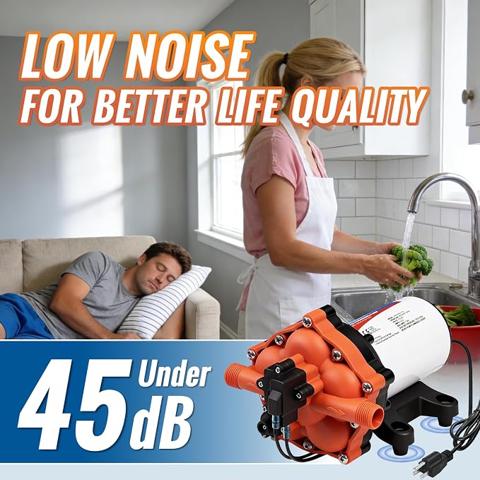 YOUNGTREE 55-Series 110V AC Fresh Water Diaphragm Pump 7GPM 70PSI 110volt 5-Chamber Water Pressure Washdown Pump On Demand with Pressure Switch for Irrigating, Home, Sprinkler, RV, Marine