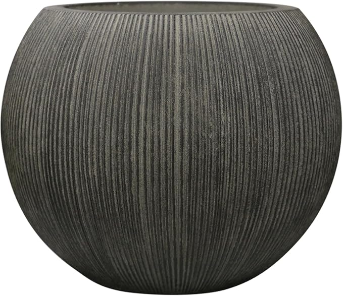 11.8" H X 14.5" D Round Plastic Planter with Drainage Hole & Plug, Large Lightweight Plant pot ,Recyclable ,Durable, Weather/UV Resistant for Indoor Outdoor, (8.9" Opening), Vintage Black