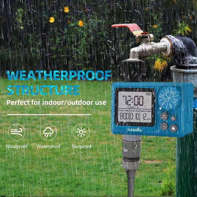 Digital Programmable Water Timer, Garden Hose Sprinkler Timer for Irrigation and Watering Systems, 1 Outlet