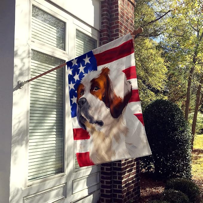 Caroline's Treasures CK6393CHF Alpine Mastiff American Flag House Flag Large Porch Sleeve Pole Decorative Outside Yard Banner Artwork Wall Hanging, Polyester, House Size, Multicolor