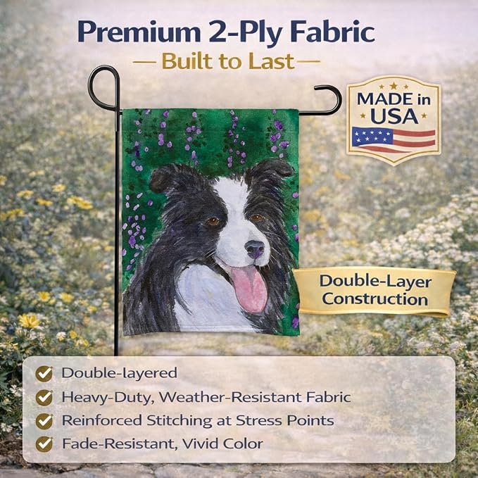 Caroline's Treasures SS1053GF Border Collie Garden Flag Mailbox Flag Decorative Yard Flag Banner Outside Patio Artwork Yard Flower Beds, Garden Size, Multicolor