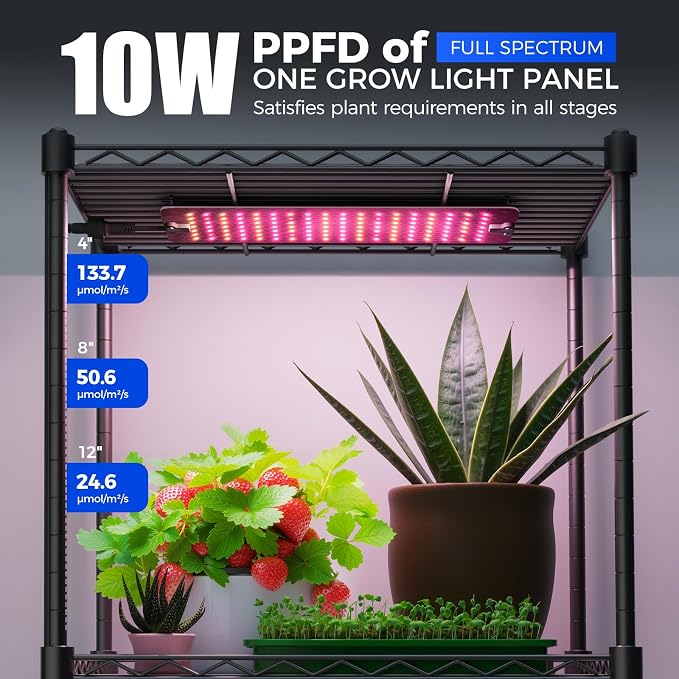 CX83Z Indoor Greenhouse with Grow Light, 4-Tier Corner Plant Stand, 30W Full Spectrum Growing Light Panels, Mini Greenhouse with Tent for Seed Starting, 3/6/12h Timer, 15.7 x 11.8 x 59.1IN