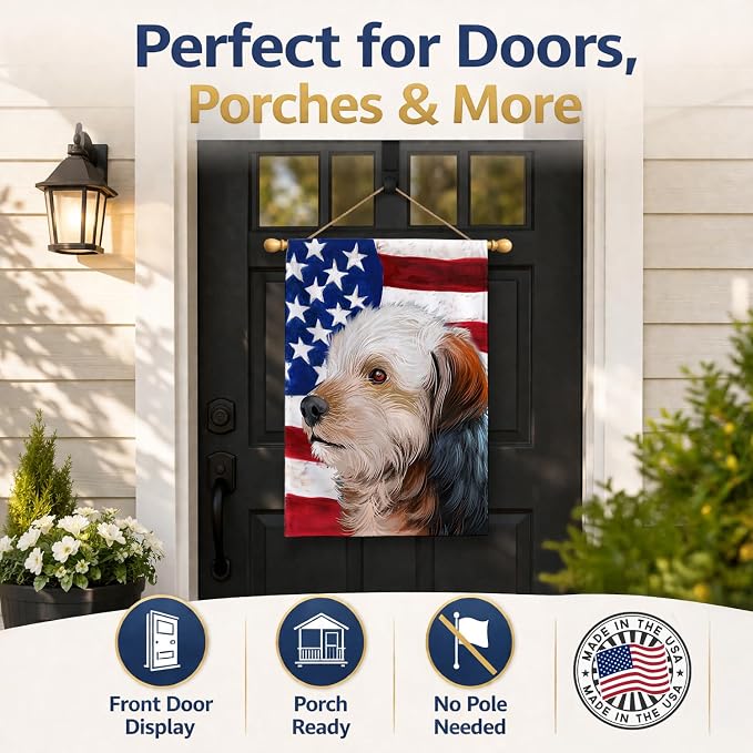 Caroline's Treasures CK6450CHF Bosnian Coarse-haired Hound American Flag House Flag Large Porch Sleeve Pole Decorative Outside Yard Banner Artwork Wall Hanging, Polyester, House Size, Multicolor
