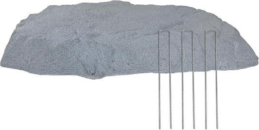 Sunnydaze 3.5” H Flat Faux Landscape Rock Cover - Lightweight Polyresin Fake Rock Well Pump Cover for Outside – Realistic Natural Texture – Gray