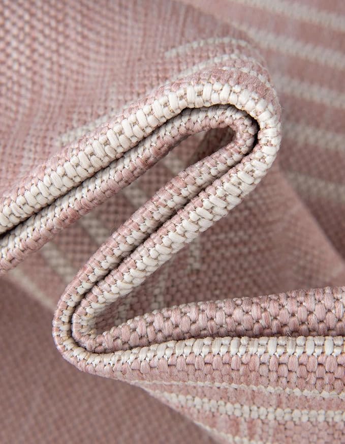 Unique Loom Outdoor Modern Collection Area Rug - Tambor (7' 1" x 10' Rectangle, Pink/ Ivory)