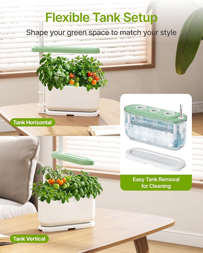 SUNCOZE Hydroponics Growing System Kit with 3 Pods for Beginners | Full Spectrum Dimmable LED Grow Light, Adjustable Height Indoor Herb Garden, Compact Hydroponic System, Gardening Gifts