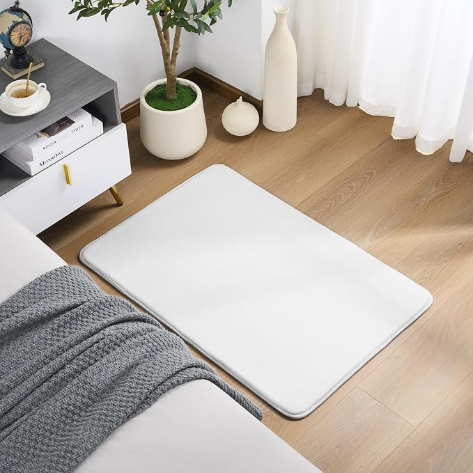 Amearea Modern Washable Runner Rugs, 2x3 Feet White Bedroom Runner Rug | Small Area Rugs for Bedroom Living Room, Non Slip Memory Foam Rug for Entrance Entryway Kids Boys Girls Room Laundry Room