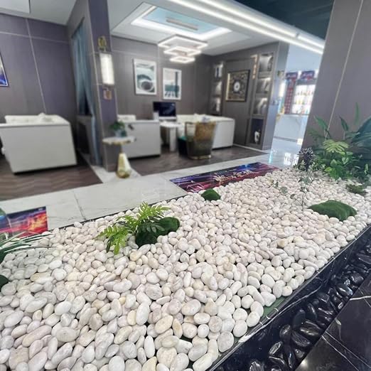 YISZM 40lbs Large River Rocks for Landscaping, 3-4" White Pebbles for Garden Design, Hand-Picked Smooth Stones for Fish Tank, Flower Pots, Indoor Water Fountains, Pathways, Backyard