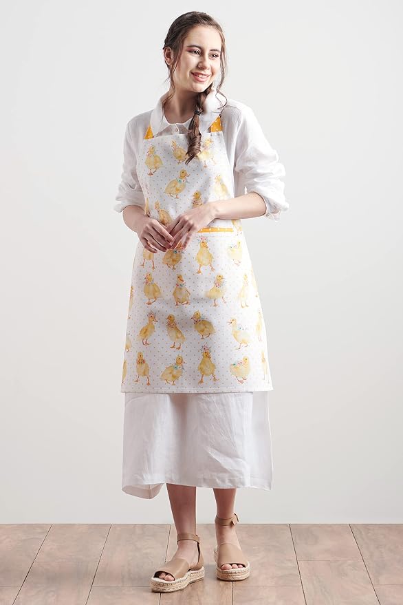Maison d' Hermine Aprons for women with Pocket 100% Cotton (27.50"x31.50") | Adjustable Neck Strap & long ties Apron Men Chef Wedding Cooking Gardening Server Maid