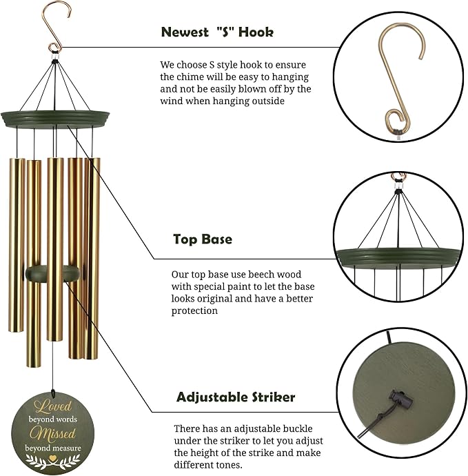 ASTARIN Memorial Angel 36" Wind Chimes, Personalized Name Sympathy Wind Chime, in Memory of Loss Mom Loved One, Large Deep Tone Bereavement Windchimes for Outside Clearance(Produced in Texas)