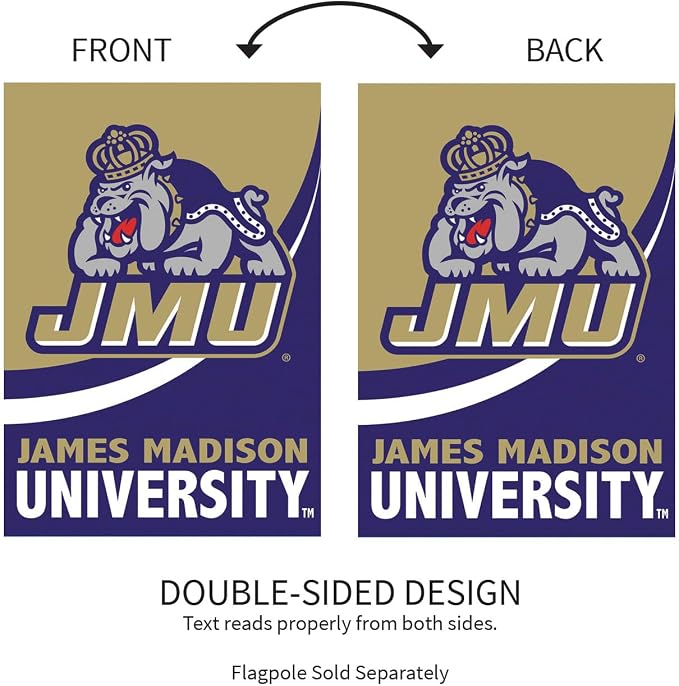 Team Sports America NCAA James Madison University House Flag, 28 x 44, Double Sided Garden Flags for Outside, Outdoor College Flags & Banners for Garden Patio, Indoor Wall Decor Flag for Room