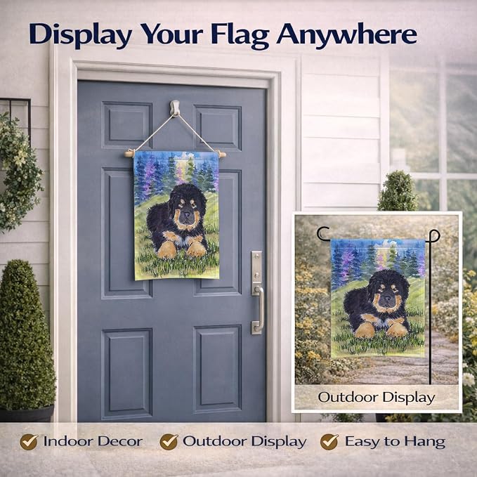 Caroline's Treasures SS1037GF Tibetan Mastiff Garden Flag Mailbox Flag Decorative Yard Flag Banner Outside Patio Artwork Yard Flower Beds, Garden Size, Multicolor