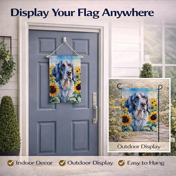 Caroline's Treasures DAC6075GF English Setter in Sunflowers Garden Flag Mailbox Flag Decorative Yard Flag Banner Outside Patio Artwork Yard Flower Beds, Garden Size, Multicolor