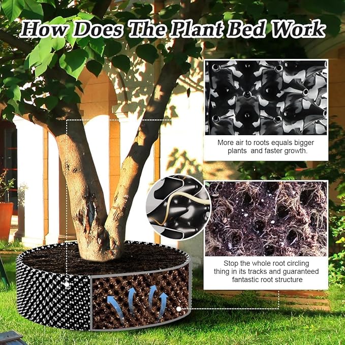 RooTrimmer Air Pruning Containers, 25 Gallon Air Pots for Big Tree, 100 Liter 20" X 20" D/H Special Packing Interlocked Large Air Root Pruning Planters Outdoor, Black, 5 Packs