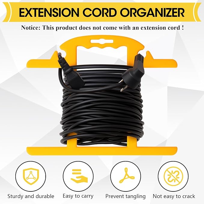 Ripeng 10 Pcs Heavy Duty Extension Cord and Hose Reel with Carrying Handle, Durable ABS H-shape Design Fits 100ft Cord Cable or Water Hose, 50ft Soaker Tube Management (Yellow)
