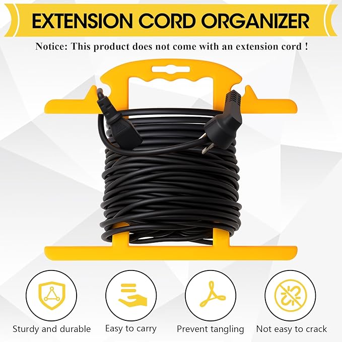 Ripeng 2 Pcs Heavy Duty Extension Cord and Hose Reel with Carrying Handle, Durable ABS H-shape Design Fits 100ft Cord Cable or Water Hose, 50ft Soaker Tube Management (Yellow)