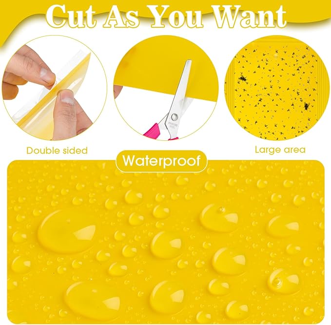 Qualirey 220 Pcs 7.9 x 4 Inch Yellow Sticky Traps for Plant Gnats Dual Sided Fruit Fly Sticky Traps for Indoors Outdoors with Twist Ties & Plastic Holders for Insect, Fungus Gnats, Whiteflies, Aphids