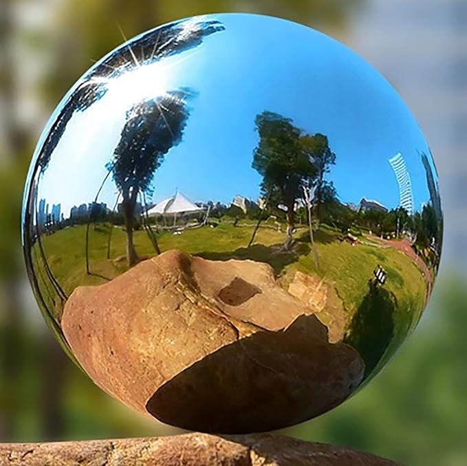 4 Inch/100mm Stainless Steel Hollow Ball Smooth Gazing Mirror Ball for Decorating Home and Garden