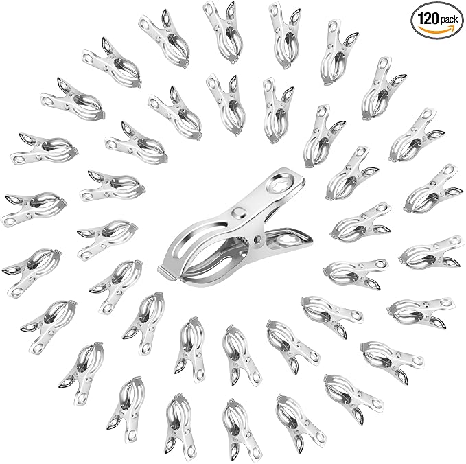 120 Pcs Greenhouse Clips, Garden Clips for Netting, Stainless Steel Greenhouse Clamps, Have a Strong Grip to Hold Down The Shade Cloth or Plant Cover on Garden Hoops or Greenhouse Hoops
