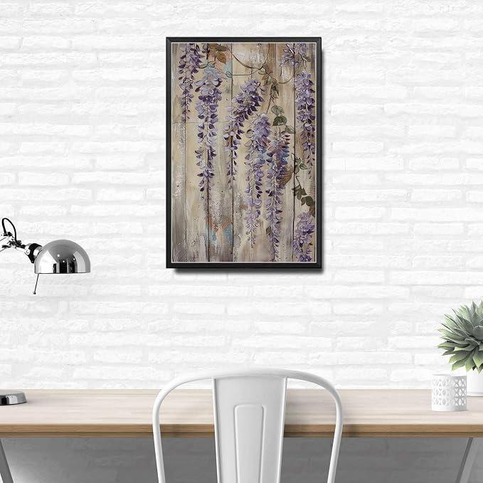 Metal Sign Tin Sign Vintage Wall Art Rustic Grace Wisteria Tin Sign for Easy Installation Weather Resistant Design and Vintage Eleganc Tin Sign for Club 8×12 Inches with Metal Frame