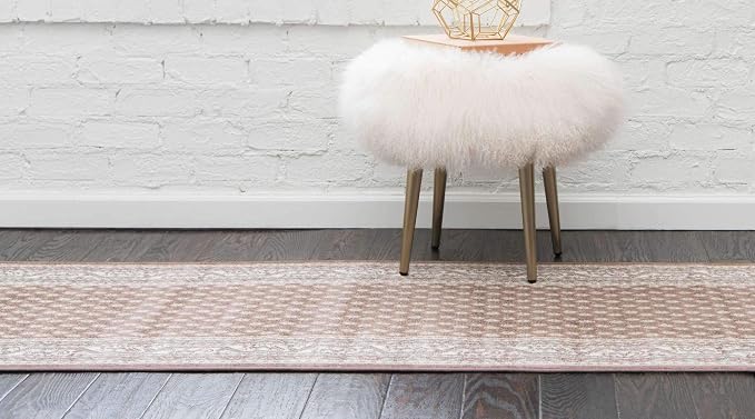 Unique Loom Williamsburg Collection Traditional Border with Dotted Center Area Rug, Runner 2' 9" x 9' 10", Brown/Beige