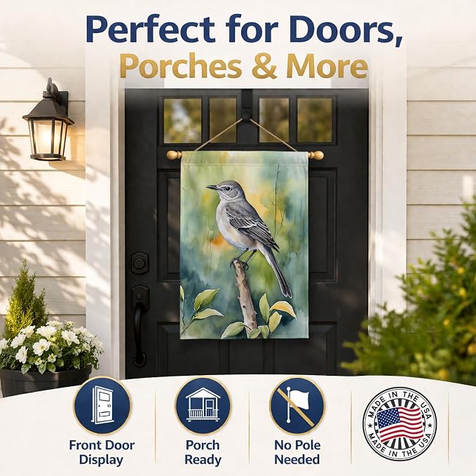 Caroline's Treasures Florida Northern Mockingbird House Flag Large Porch Sleeve Pole Decorative Outside Yard Banner Artwork Wall Hanging, Polyester, House Size, Multicolor