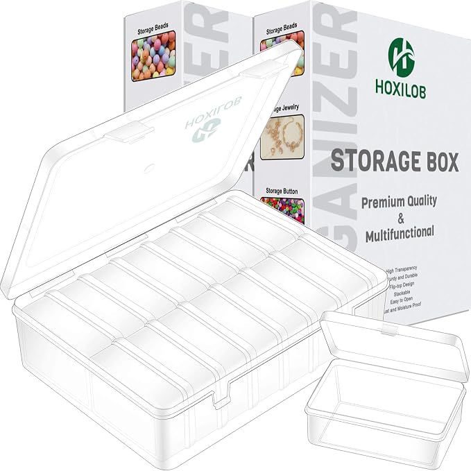 30 Pieces Bead Organizer Boxes, Medium Clear Plastic Storage Container with Labels, Large Craft Case Ideal for Big Beads Jewelry Making Supplies DIY Bracelets Screws Seeds Mini Tools and Small Parts