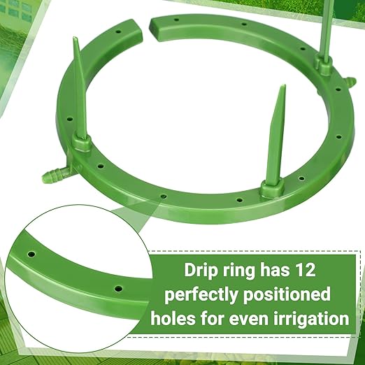 Tujoe 12 Set Drip Irrigation Ring Water Ring 3 Leg Support Drip Emitter with 1/8 Inch Barbed Inlet Fitting Removable Stakes for Grow Media Irrigation System Rain Watering Tree Plants (5 Inch)