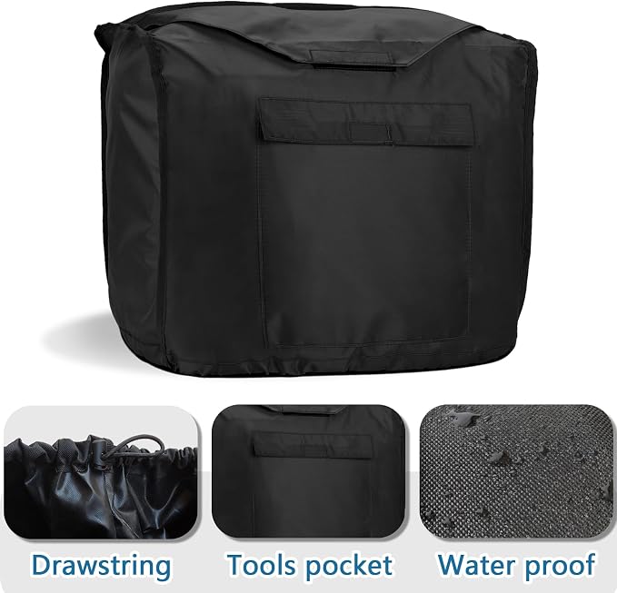 Waterproof Universal Generator Cover for Most Portable Generators 2000-3500 Watt EU2200i EU3200, Heavy Duty Thicken 600D Polyester,Weather and UV Resistant(23 x 13 x 18 inch-Black)