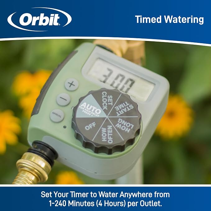 Orbit One Outlet Single-Dial Hose Faucet Timer - Easy Programmable - for Garden Watering System - LCD Hose Timer with Adjustable Watering Schedule - 62056, (Pack of 5)