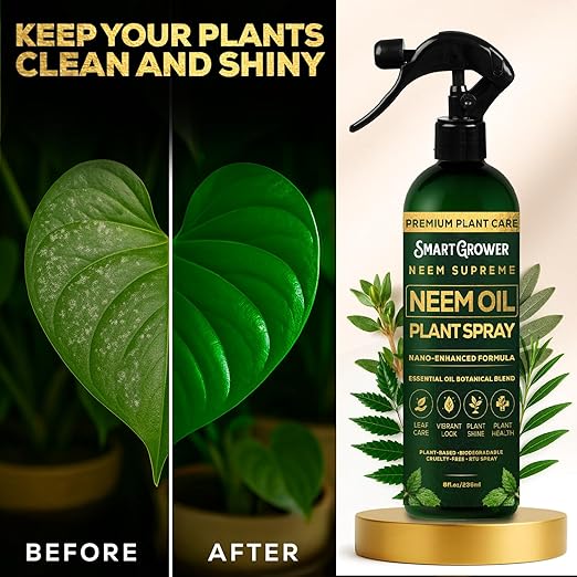 Neem Oil Spray for Plants Botanical Blend – Plant Wash with Natural Essential Oils, Simple Ready-to-Use Plant Spray for Gardens, Houseplants, Indoor & Outdoor Plants – 8 oz