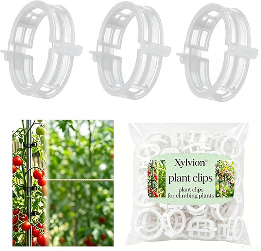 300 PCS Plant Clips for Climbing Plants, Tomato Twine for Trellis String Support, Grape Vine Tomato Vine Vegetables Plants Garden Support Clips to Grow Upright (White,300)