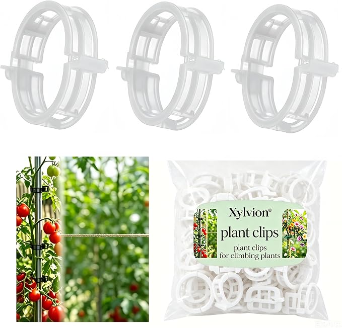 1000 Pcs Tomato Plastic Support Clips, Clips for Climbing Plants, Reusable Tomato Trellis Twines for Fruit, Flower, Farm, Vegetable Garden & Gardening Supplies (White,1000)