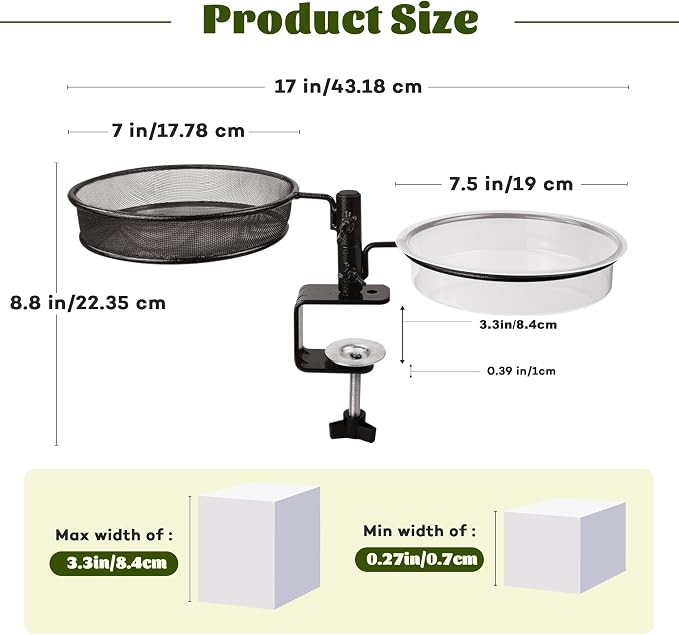2 Pack Deck Bird Feeders Deck Mount Bird Bath Spa for Dual Use Deck Flower Stand Flower Pot Great for Attracting Birds Detachable and Adjustable Heavy Duty Sturdy Steel,Bronze