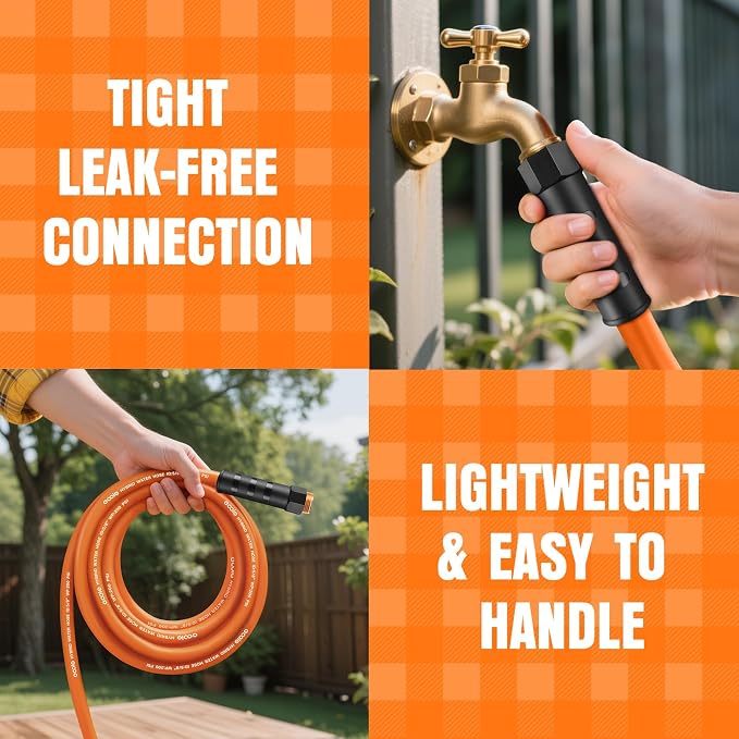 Garden Hose 6 ft x 5/8", NON-EXPANDING Flexible Water Hose, Kink Resistant Lightweight Hybrid Hose, Leakproof Yard Hose with Male to Female Fittings