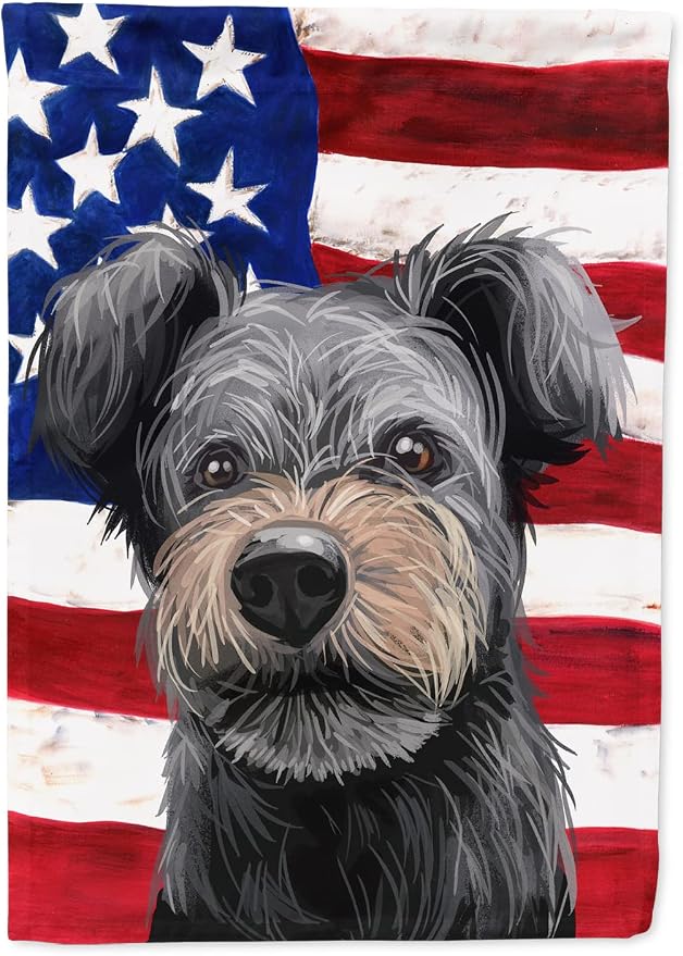 Caroline's Treasures CK6667CHF Pumi Dog American Flag House Flag Large Porch Sleeve Pole Decorative Outside Yard Banner Artwork Wall Hanging, Polyester, House Size, Multicolor