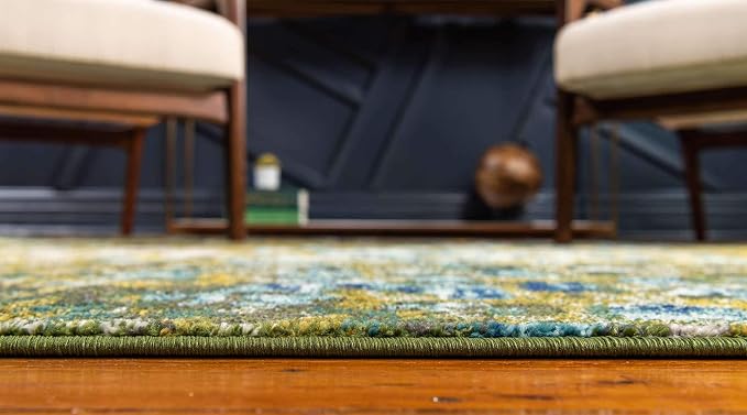 Unique Loom Jardin Collection Colorful, Vibrant, Abstract, Modern Area Rug (5' 0 x 8' 0 Rectangular, Green/ Olive)