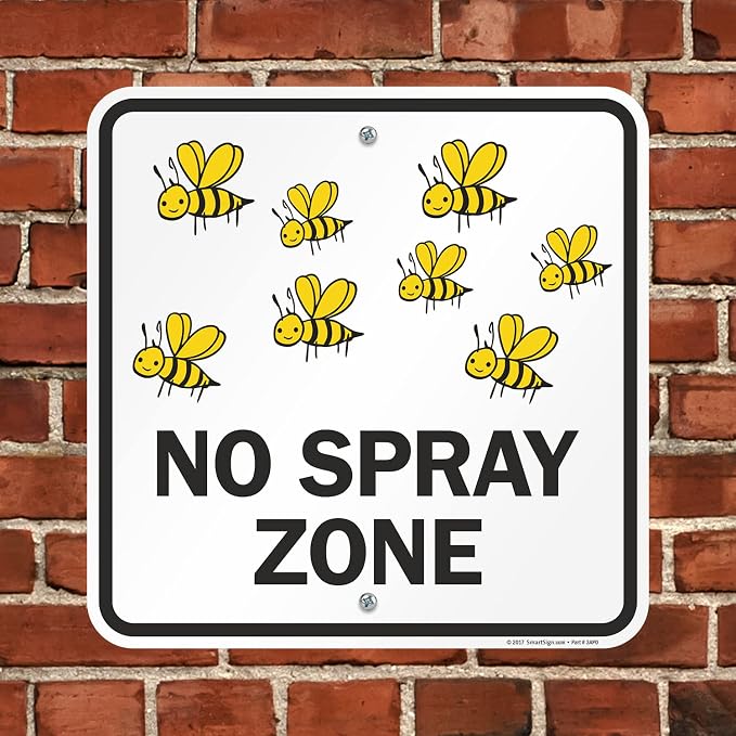 SmartSign 18 x 18 inch “No Spray Zone” Metal Sign with Pre-Cleared Holes, 80 mil Laminated Rustproof Aluminum, Black and Yellow, Made in USA
