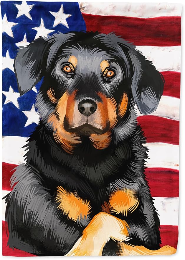 Caroline's Treasures CK6424CHF Beauceron American Flag House Flag Large Porch Sleeve Pole Decorative Outside Yard Banner Artwork Wall Hanging, Polyester, House Size, Multicolor
