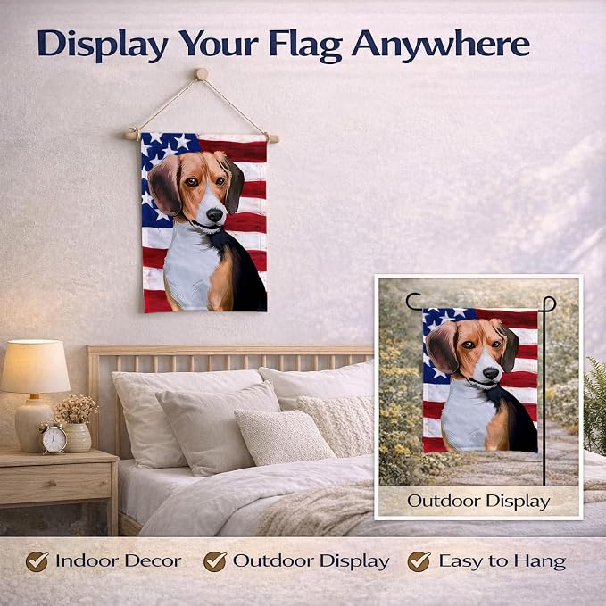 Caroline's Treasures CK6421GF Beagle American Flag Garden Flag Mailbox Flag Decorative Yard Flag Banner Outside Patio Artwork Yard Flower Beds, Garden Size, Multicolor