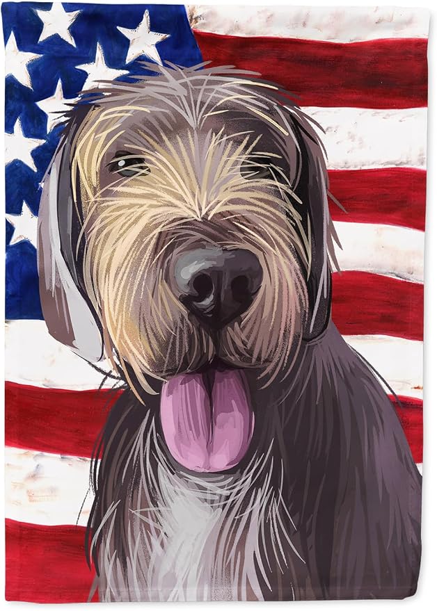 Caroline's Treasures CK6712CHF Slovak Rough-haired Pointer American Flag House Flag Large Porch Sleeve Pole Decorative Outside Yard Banner Artwork Wall Hanging, Polyester, House Size, Multicolor