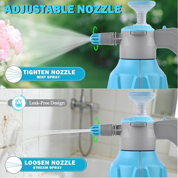 Garden Hand Pump Sprayer 1/2 Gallon - 68 Oz Leak-Proof Handheld Pressure Sprayer in Lawn and Garden, with Adjustable Nozzle, Extended Spray Rod & Safety Valve
