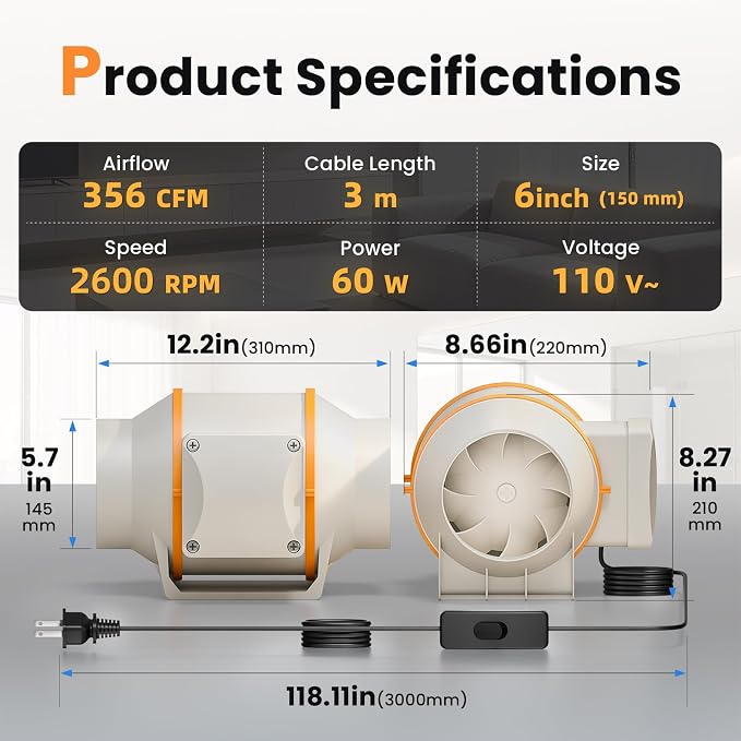 100mm Inline Ventilation Fan (6E005)