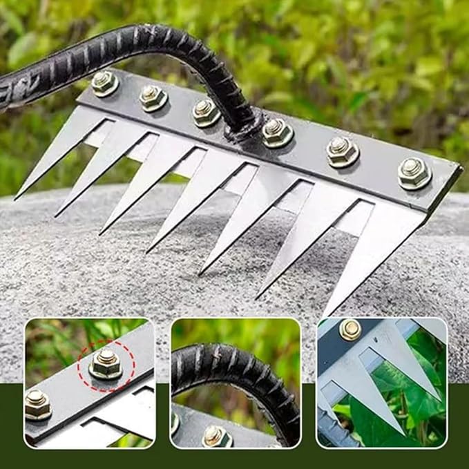 Gardenia Iron Weeding Rake 2.0, IronRake The Heavy-Duty Iron Weeding Rake, 5/6/7/8 Teeth Hand Weeder Tools for Lawn Yard and Garden Farm Uprooting (8 Teeth)