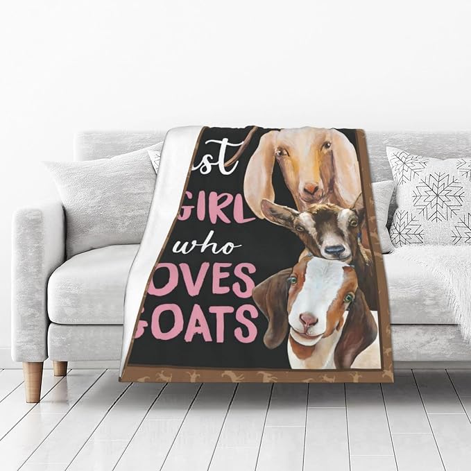 Goat Blanket Gift Just A Girl Who Loves Goats Cozy Plush Throw Blanket Flannel Fleece Ultra Soft Fuzzy Animal Lover Party Blankets for Adult Kids Boys Women Men 50"X40"