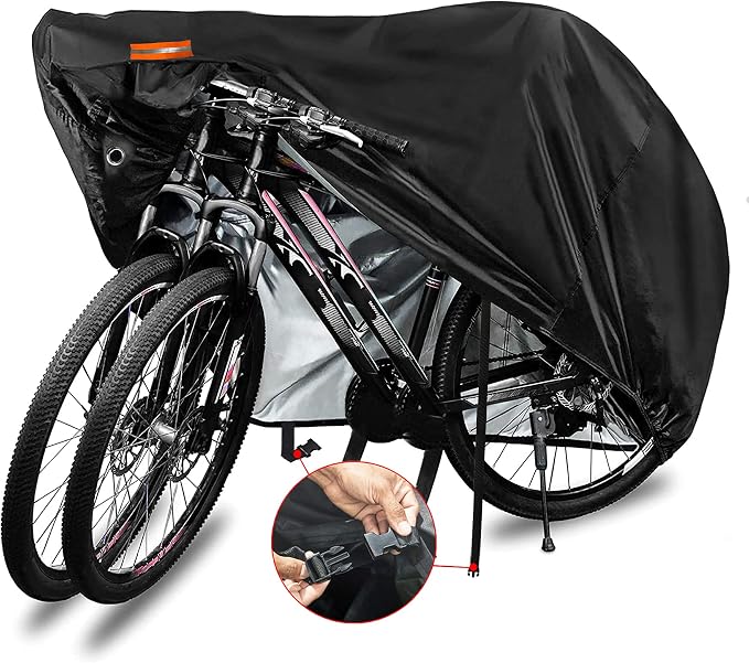 Bike Cover for 1, 2 or 3 Bikes Waterproof Bicycle Cover Outdoor Bike Storage Covers XL XXL 420D Heavy Duty Rain Sun UV Wind Proof for Mountain Road Electric Bike etc