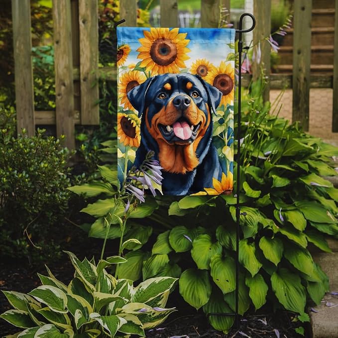 Caroline's Treasures DAC6150GF Rottweiler in Sunflowers Garden Flag Mailbox Flag Decorative Yard Flag Banner Outside Patio Artwork Yard Flower Beds, Garden Size, Multicolor